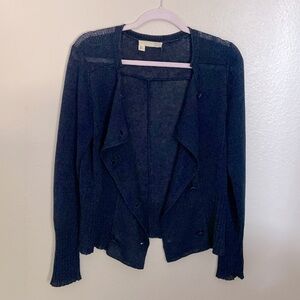 Eileen Fisher Linen Delave Navy Blue Women Cardigan Size Small Retails for $218